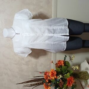 MANDARIN BLUE WOMENS TOP SIZE XL IN BEAUTIFUL BRIGHT WHITE
